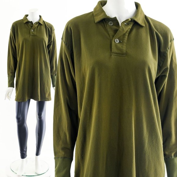 Army Green Collared Tunic Shirt Dress - Picture 2 of 10